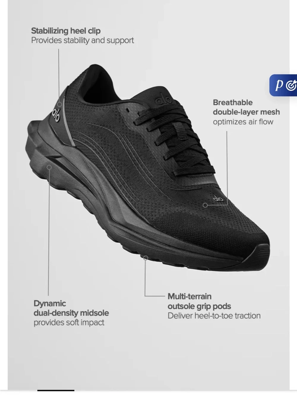 Alo Runner Black  Performance Running Shoes